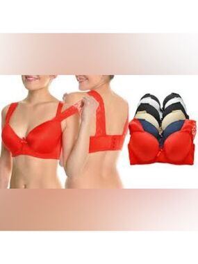 Angelina 6 pack lace leather gully padded bras Sz 34DD
